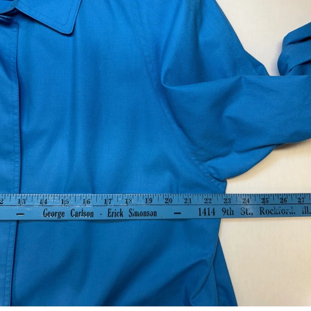 London Fog Vintage Blue Trench Coat Mid-Length Jacket Womens Size 16.5